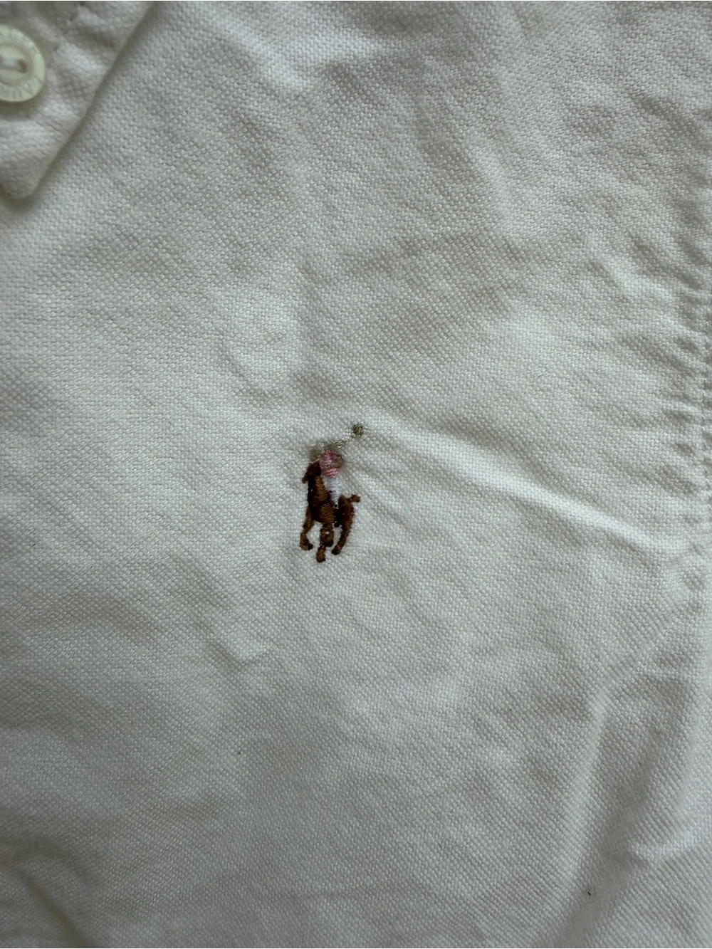 Ralph Lauren Girls 4 4T White Short-Sleeve Button-Down Shirt with Polo Logo